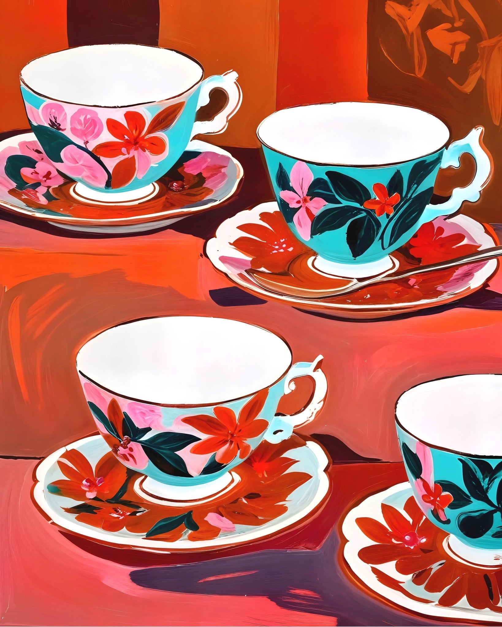 Floral Teacups Still Life