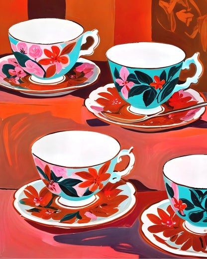 Floral Teacups Still Life