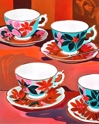 Floral Teacups Still Life