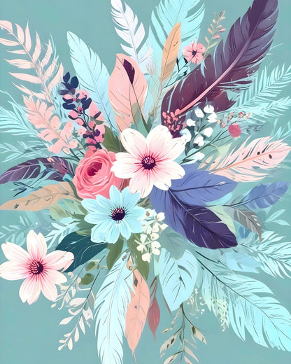 Pastel Floral Feathers
