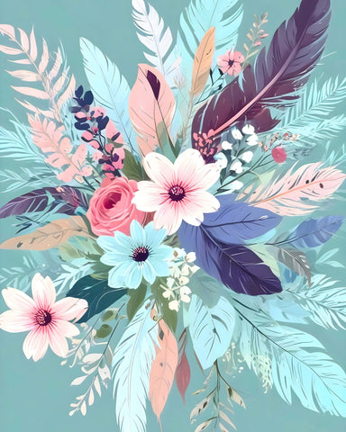 Pastel Floral Feathers