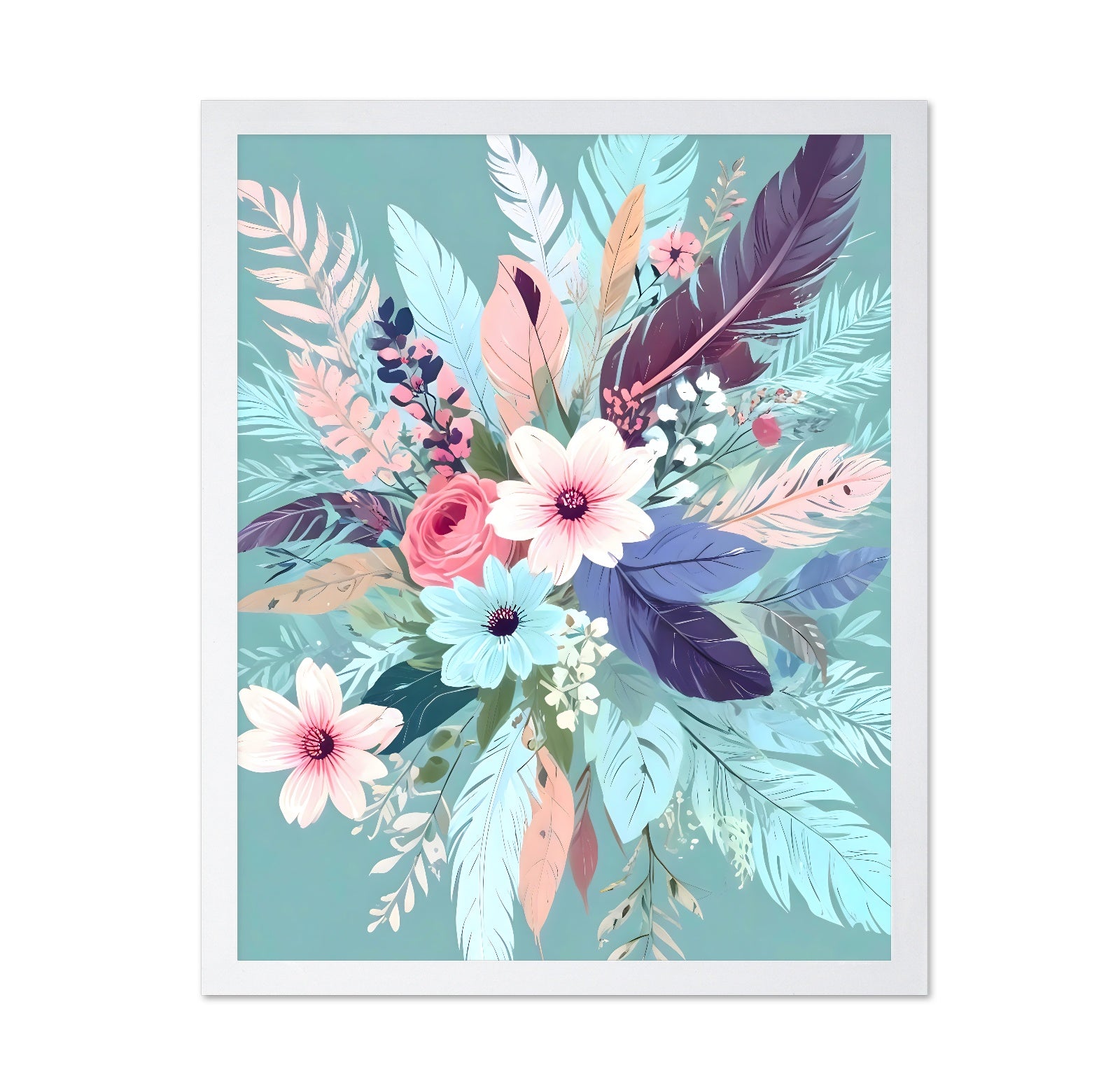 Pastel Floral Feathers