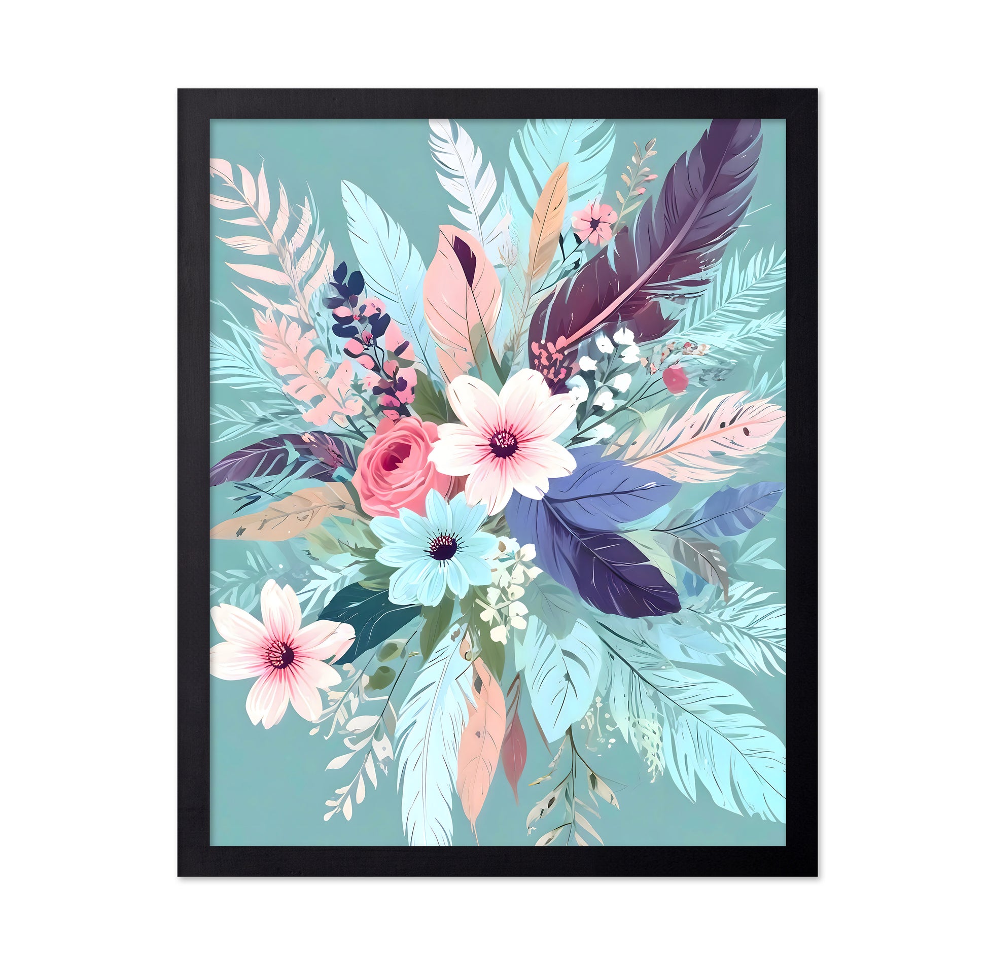 Pastel Floral Feathers