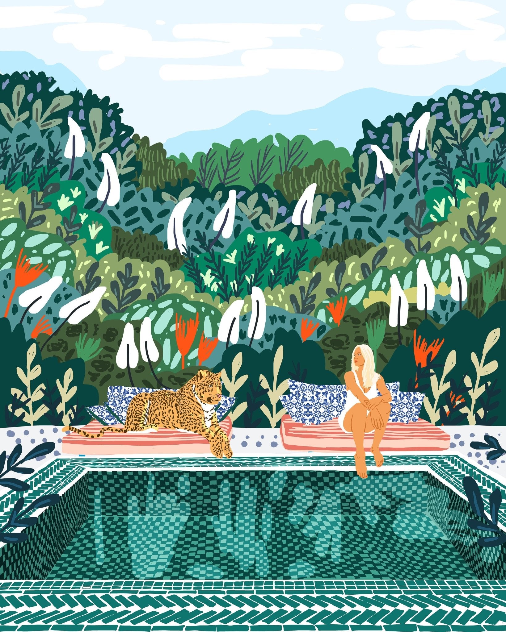 Poolside Leopard Escape