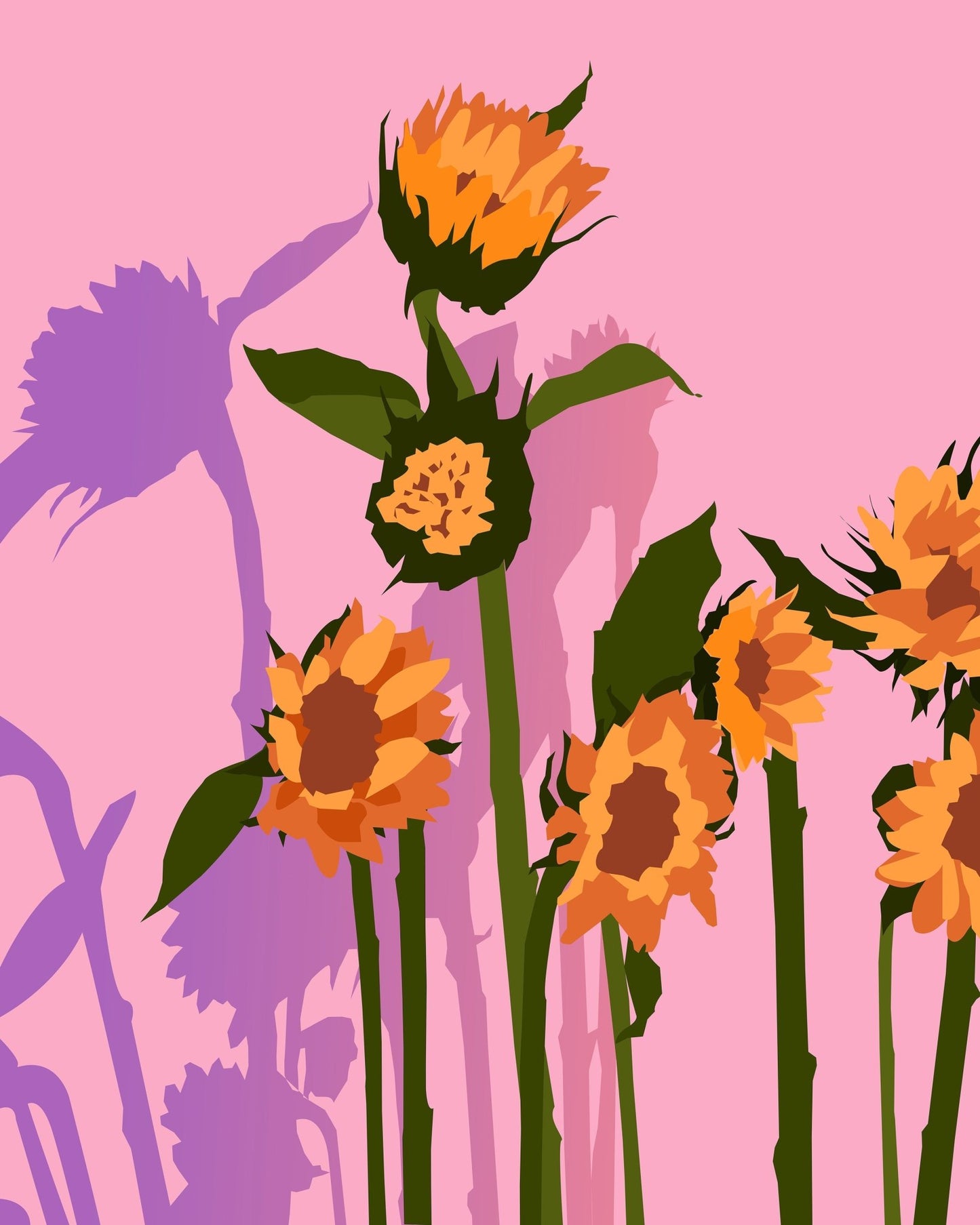 Pink Sunflower Silhouette