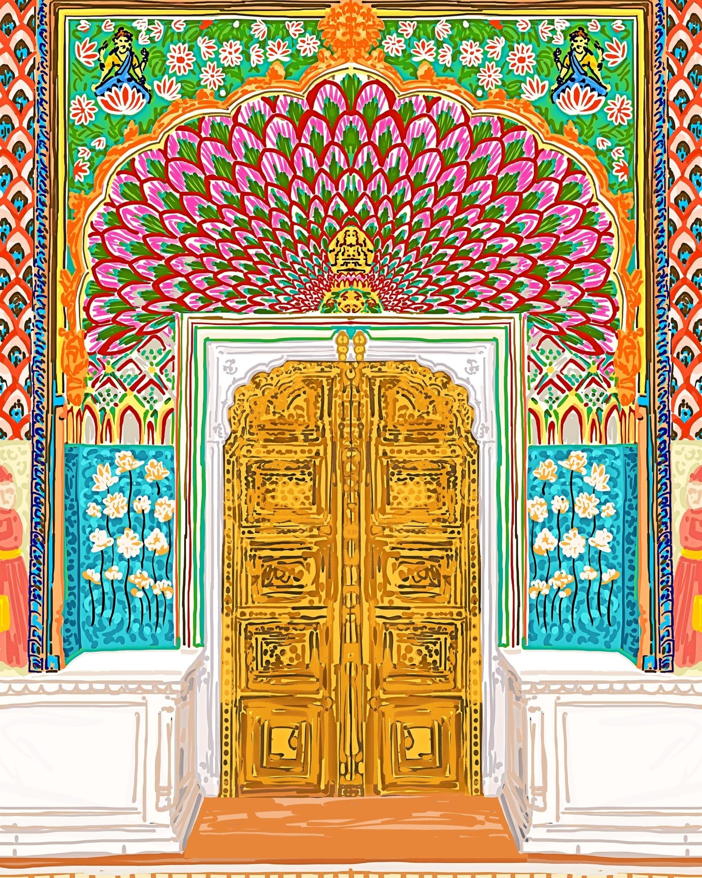 Ornate Golden Temple Door