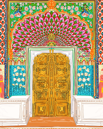 Ornate Golden Temple Door