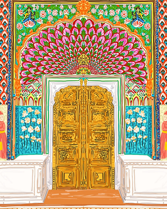 Ornate Golden Temple Door