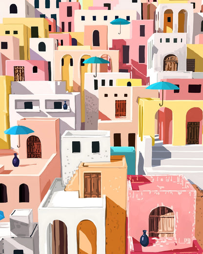 Pastel Mediterranean Village