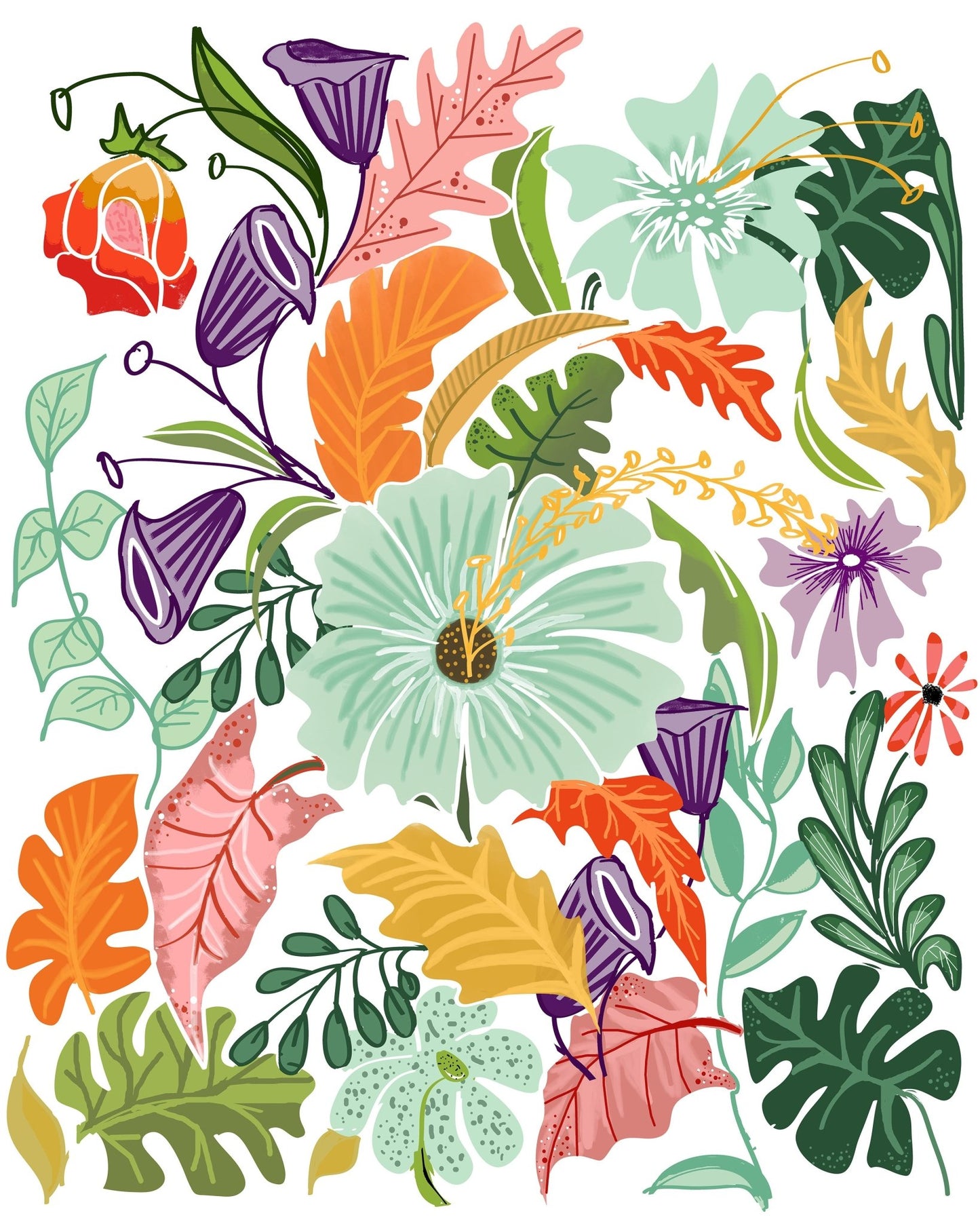 Colorful Floral Leaves