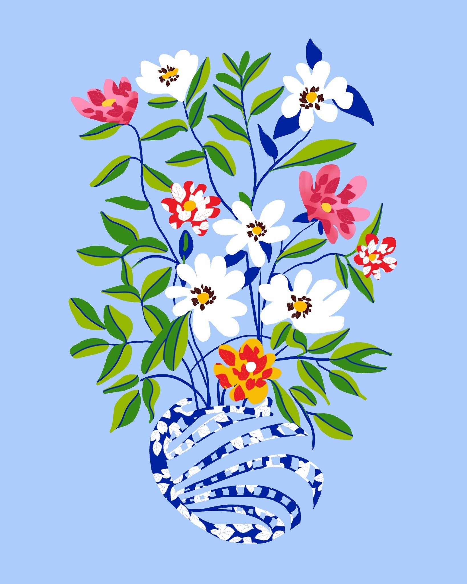 Blue Vase Flowers No2