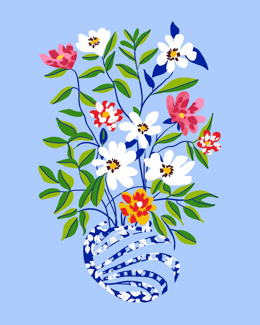 Blue Vase Flowers No2
