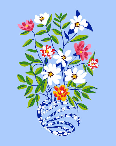 Blue Vase Flowers No2