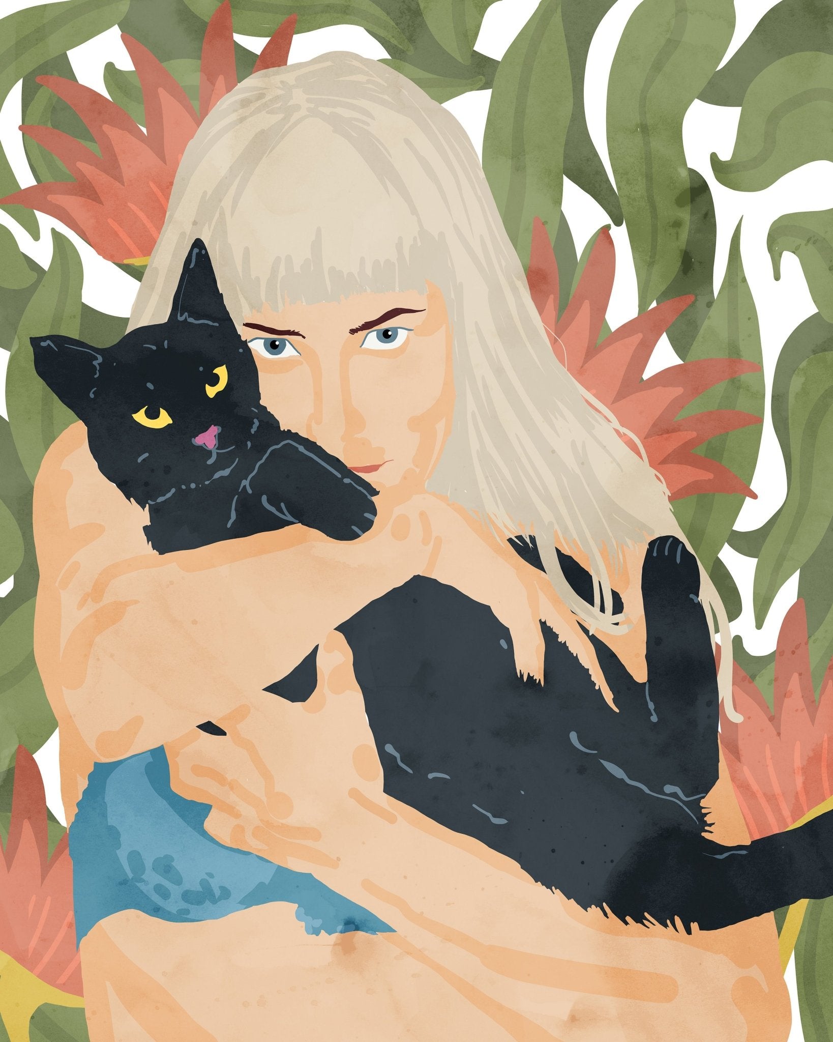 Woman With Black Cat No3
