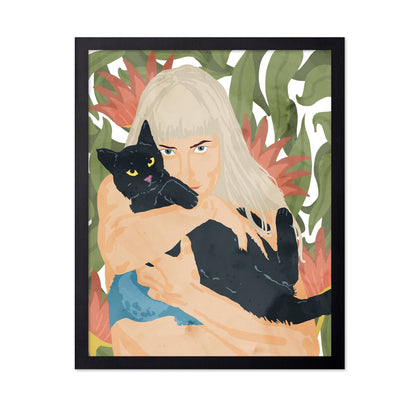 Woman With Black Cat No3
