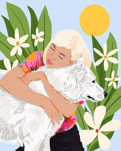 Girl Hugging Dog