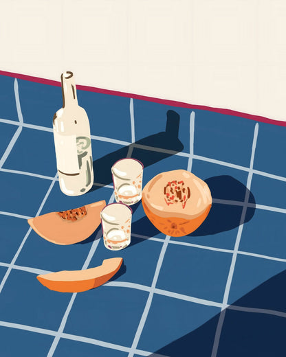 Peach And Wine Still Life