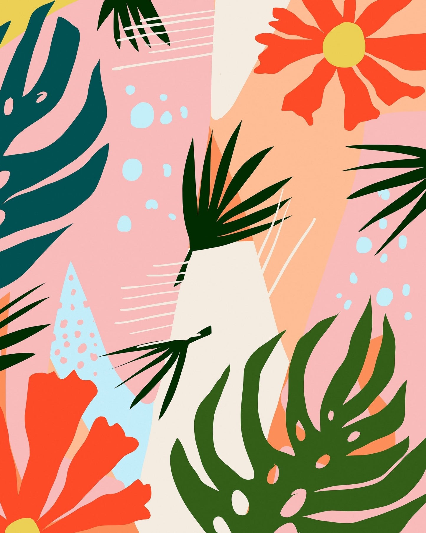 Tropical Pastel Leaves No1