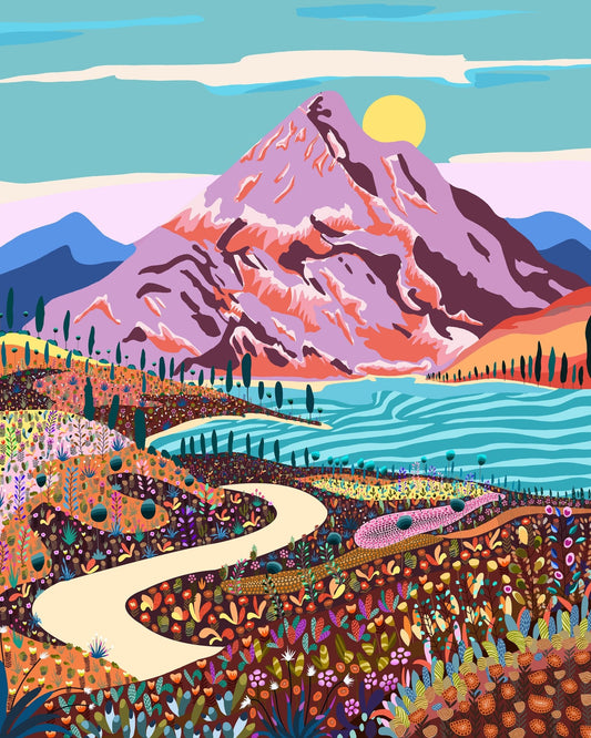 Colorful Mountain Lake Path