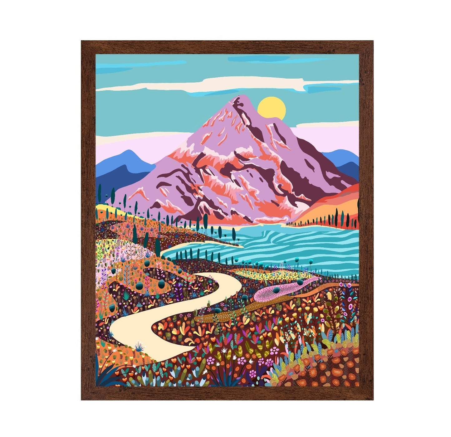 Colorful Mountain Lake Path