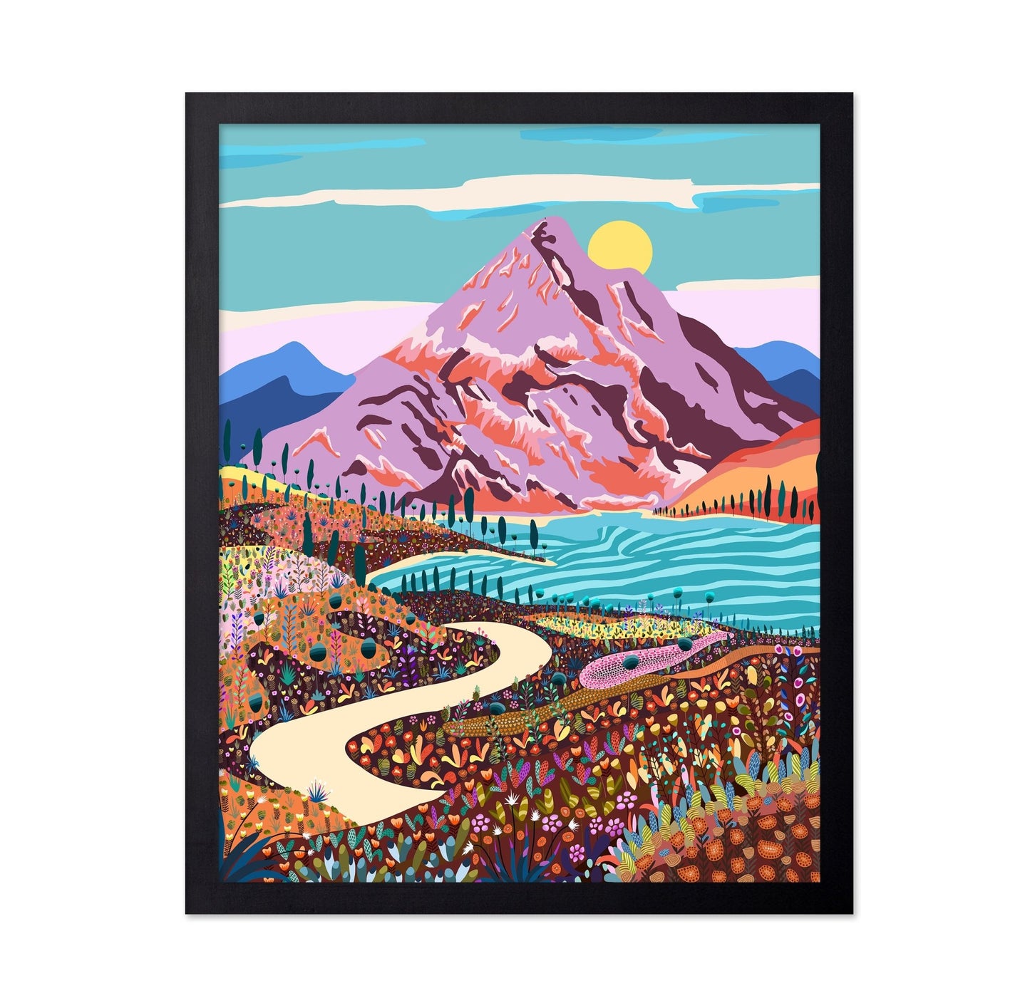Colorful Mountain Lake Path