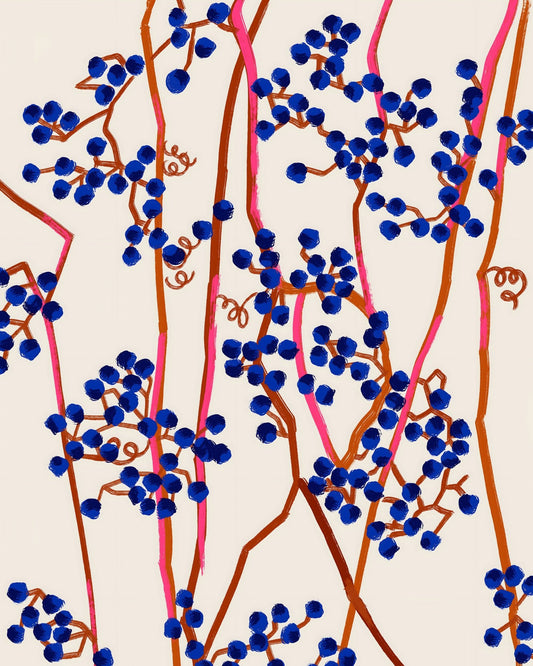 Blue Berry Branch Pattern