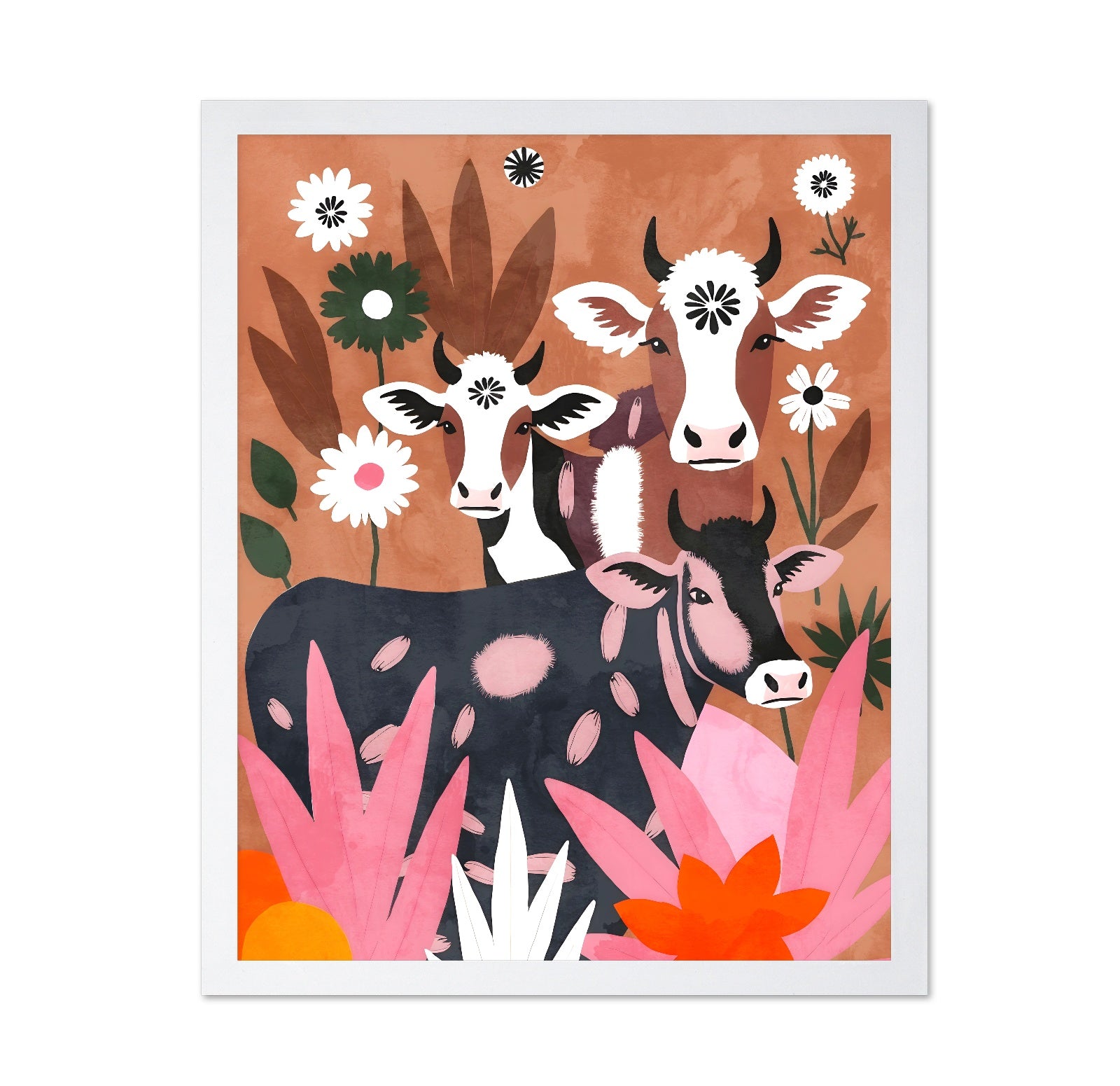Floral Cow Trio