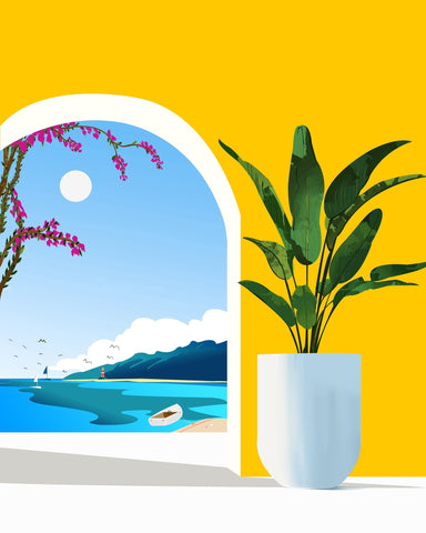 Coastal Window With Plant