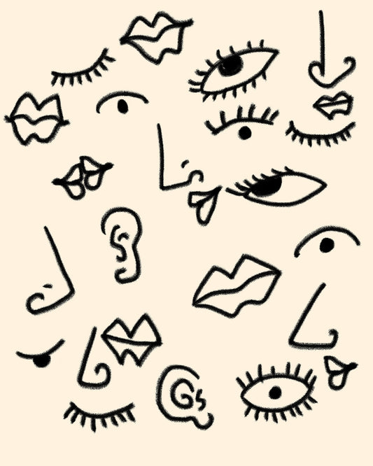 Abstract Faces Sketch Pattern