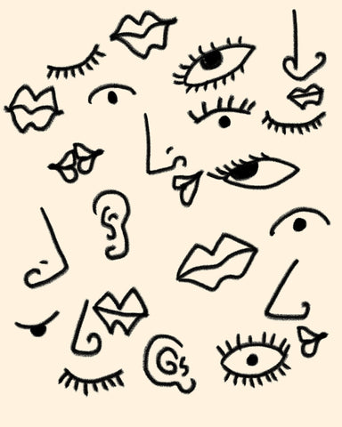 Abstract Faces Sketch Pattern