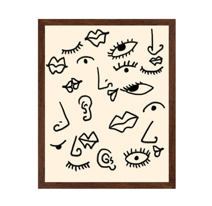 Abstract Faces Sketch Pattern