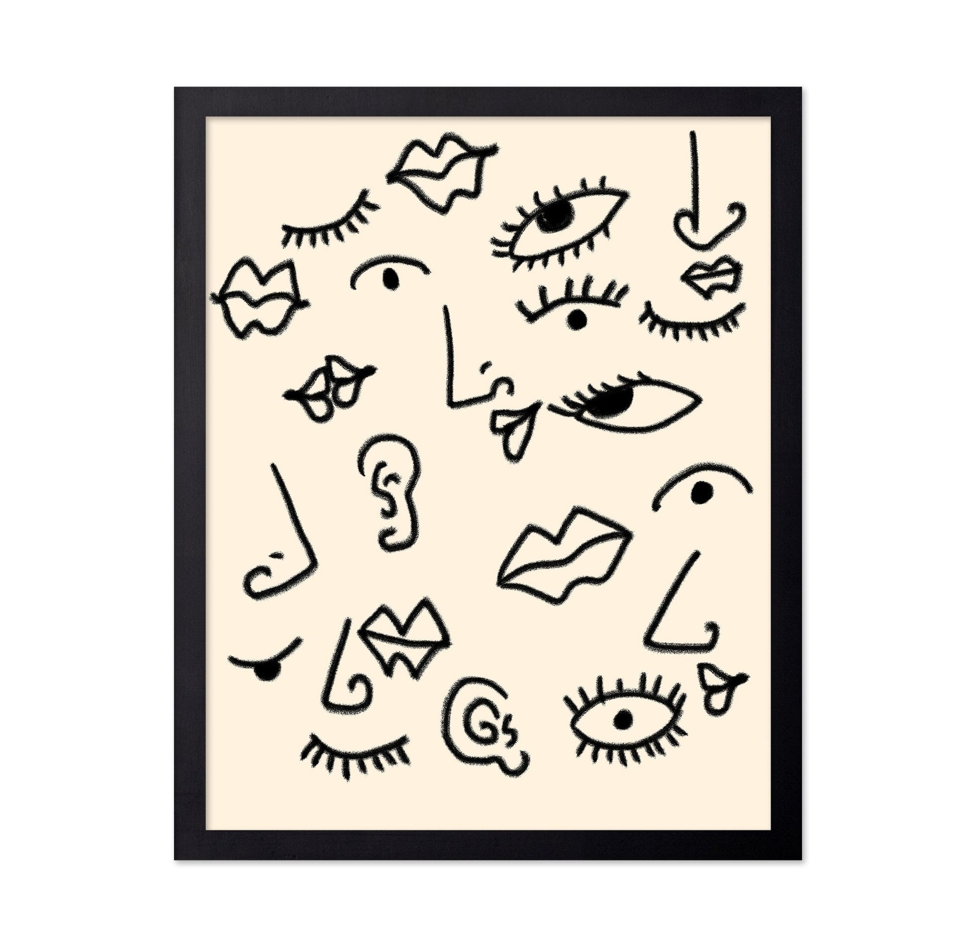 Abstract Faces Sketch Pattern