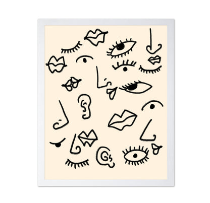 Abstract Faces Sketch Pattern