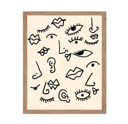 Abstract Faces Sketch Pattern
