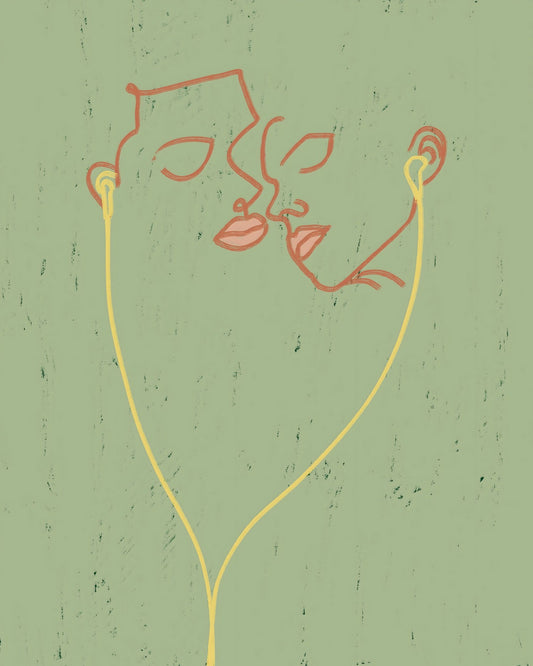 Connected Faces Line Art