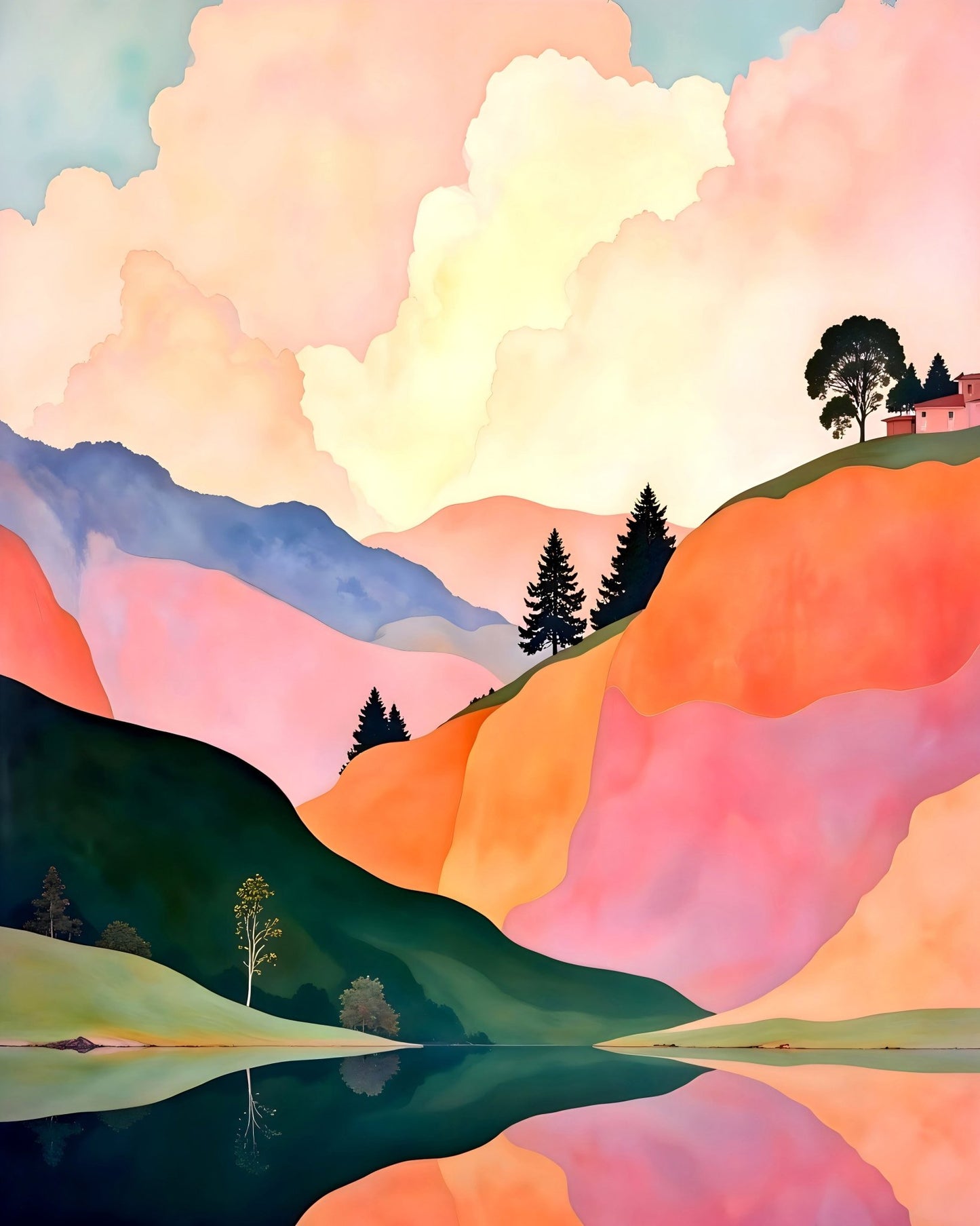 Pastel Mountain Reflection No2