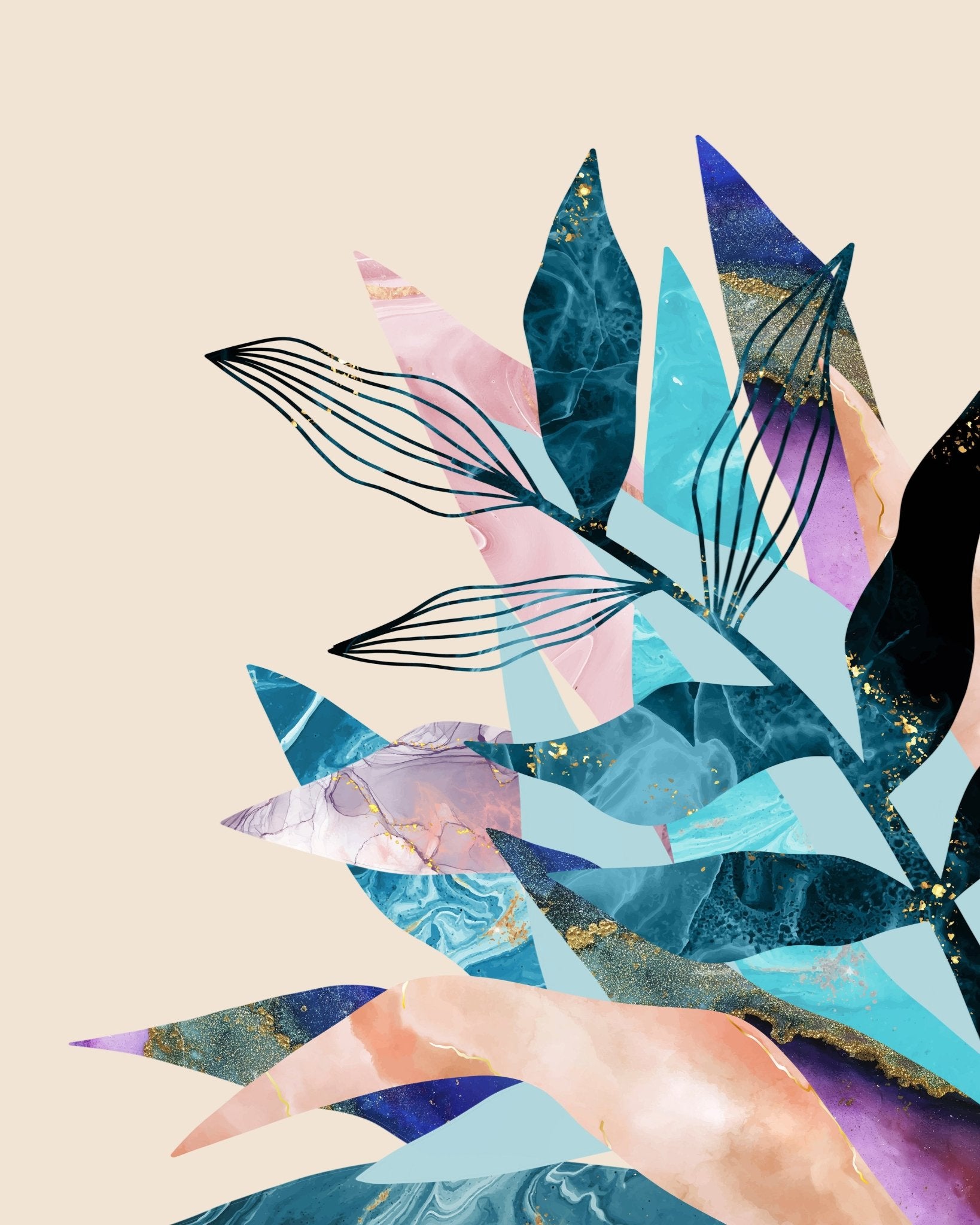 Abstract Marble Leaves