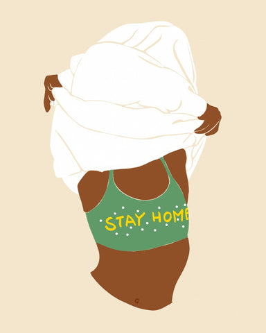 Stay Home Woman Illustration