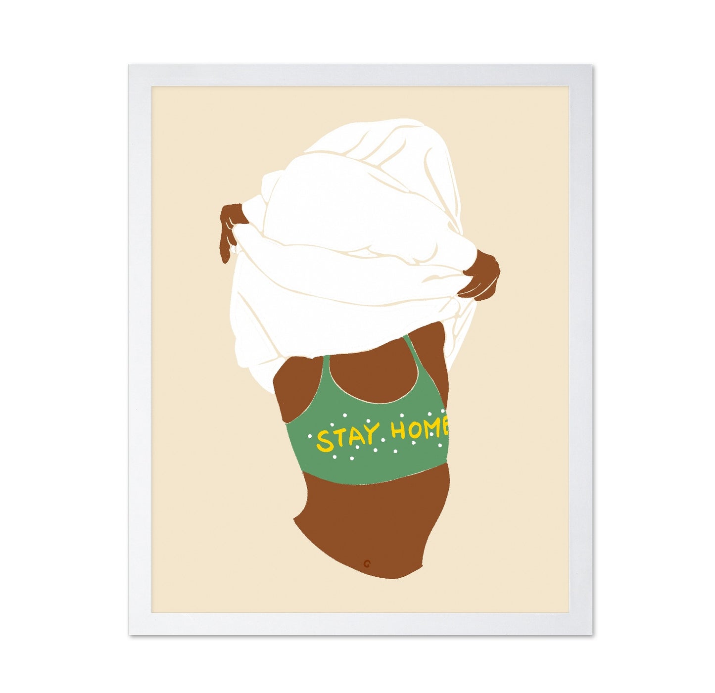 Stay Home Woman Illustration