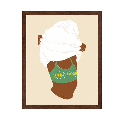 Stay Home Woman Illustration