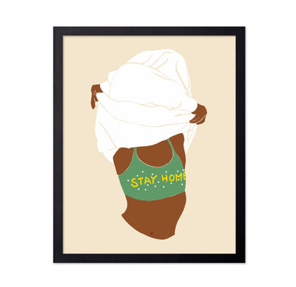 Stay Home Woman Illustration