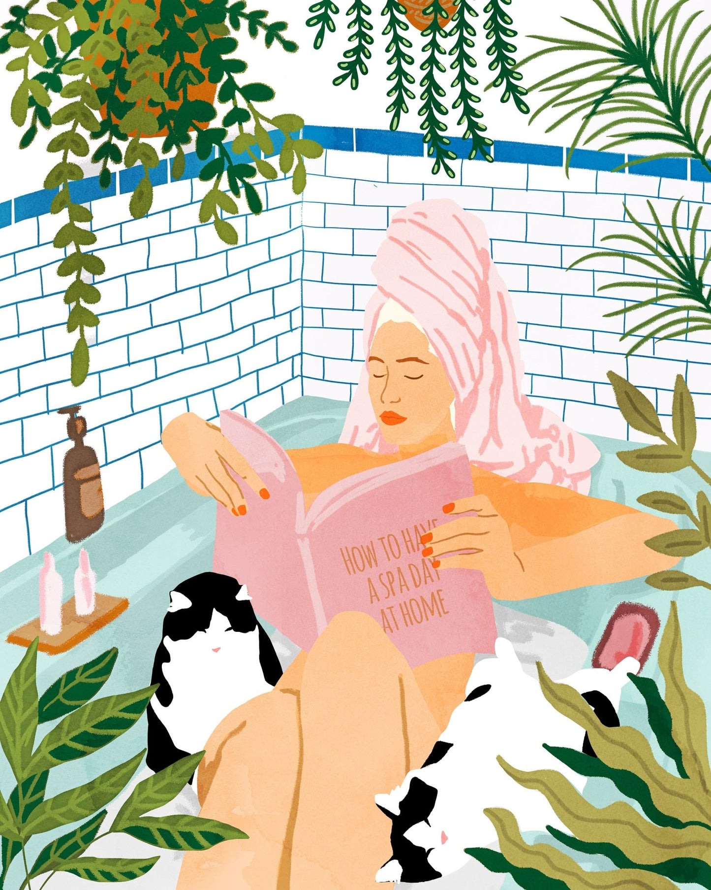 Bath Time Reading Woman