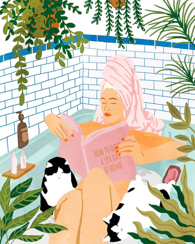 Bath Time Reading Woman