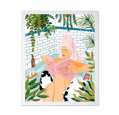Bath Time Reading Woman