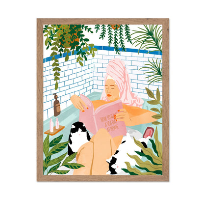 Bath Time Reading Woman