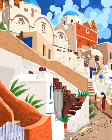 Mediterranean Village Scene
