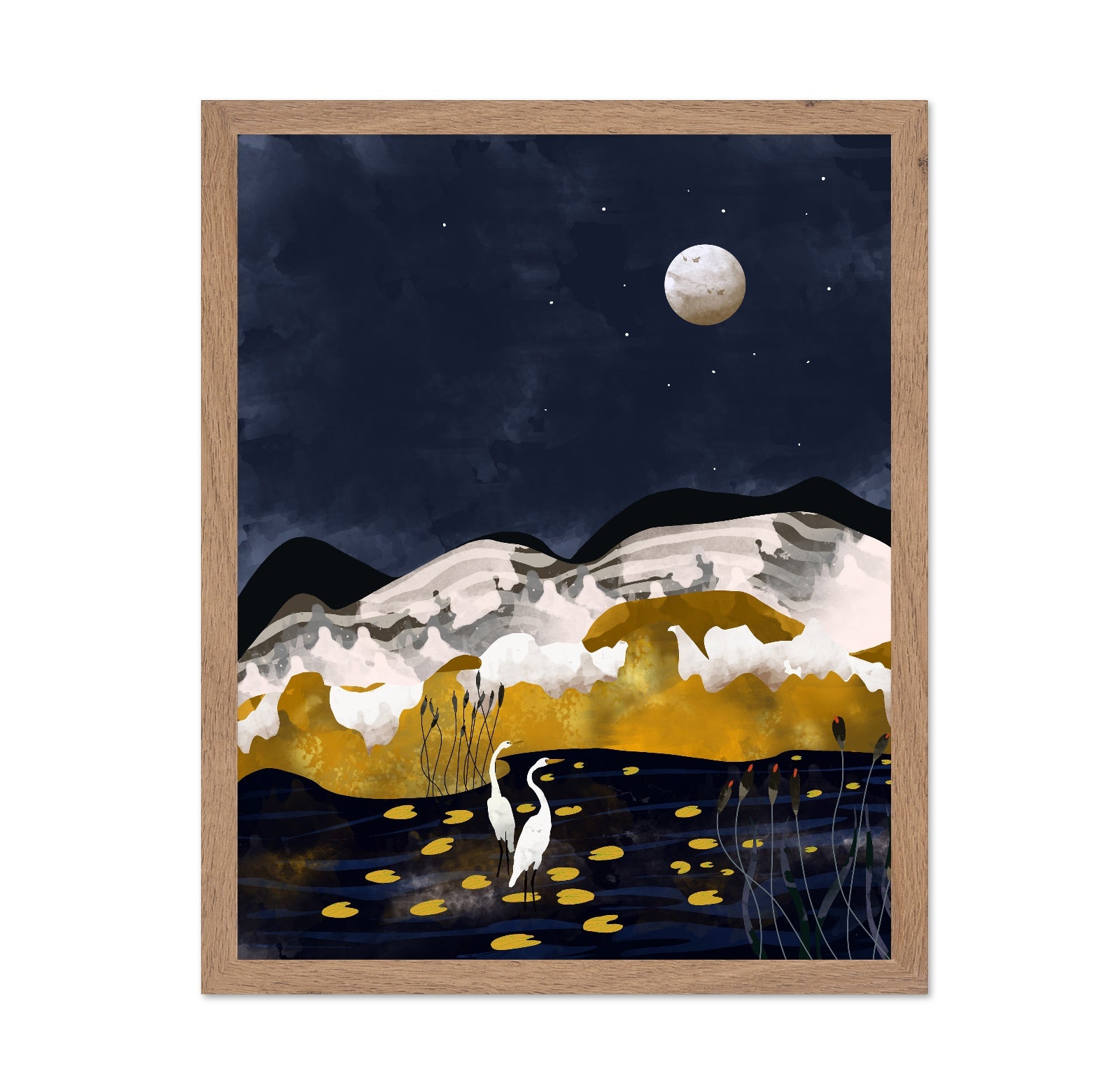 Moonlit Crane Lake