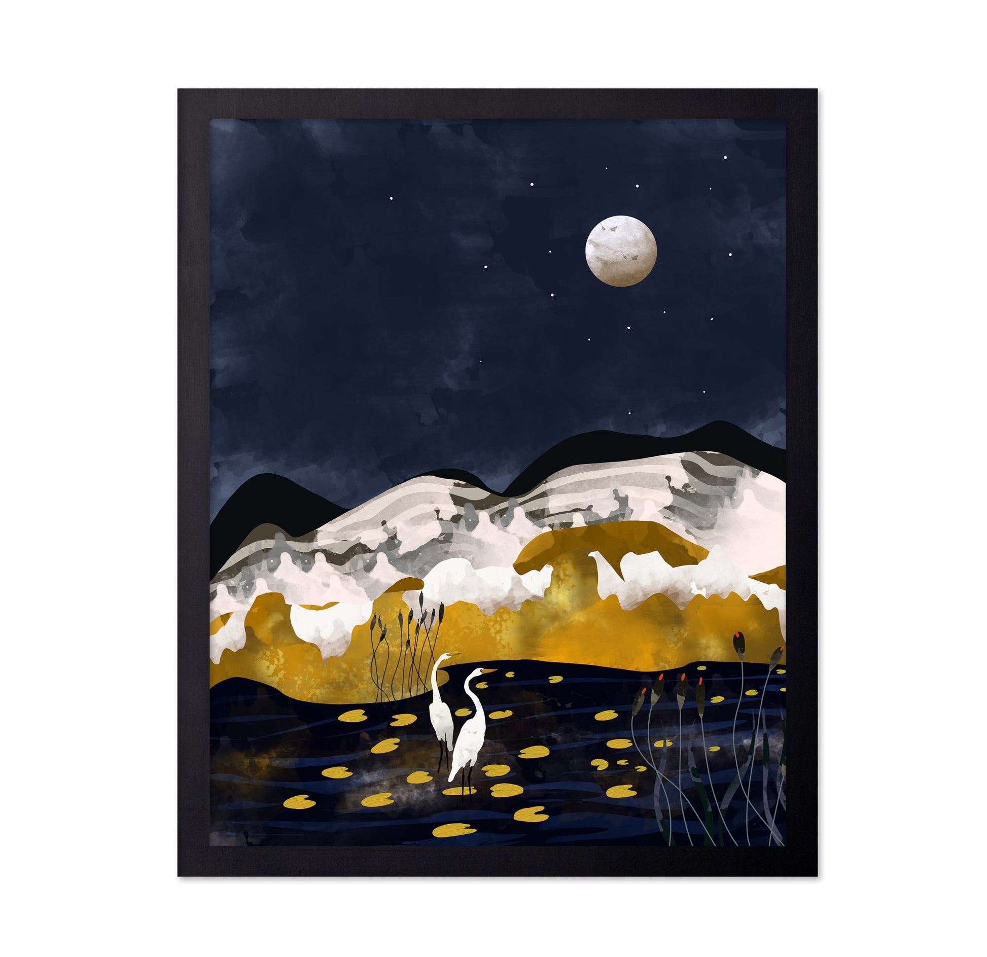 Moonlit Crane Lake