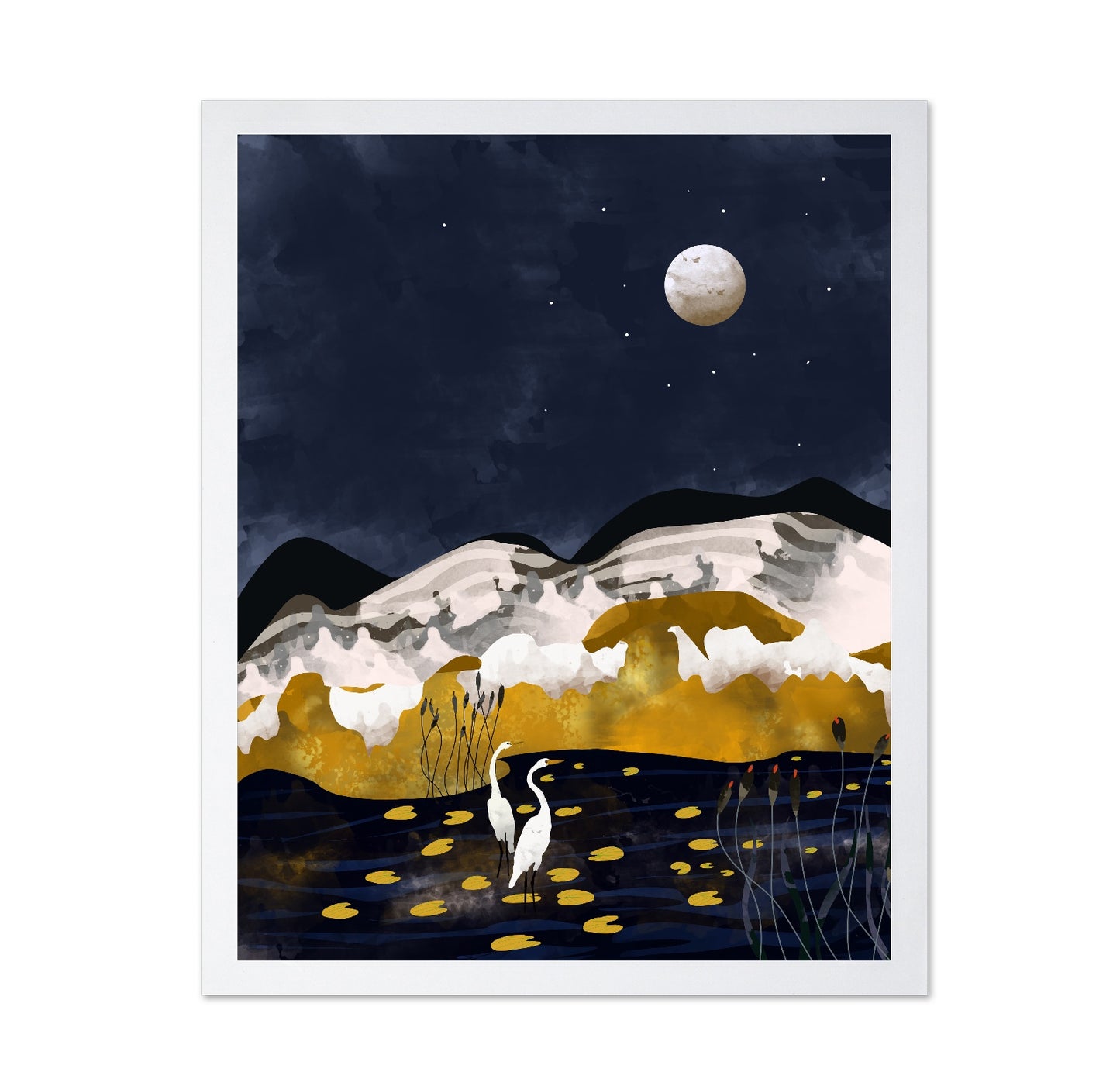 Moonlit Crane Lake
