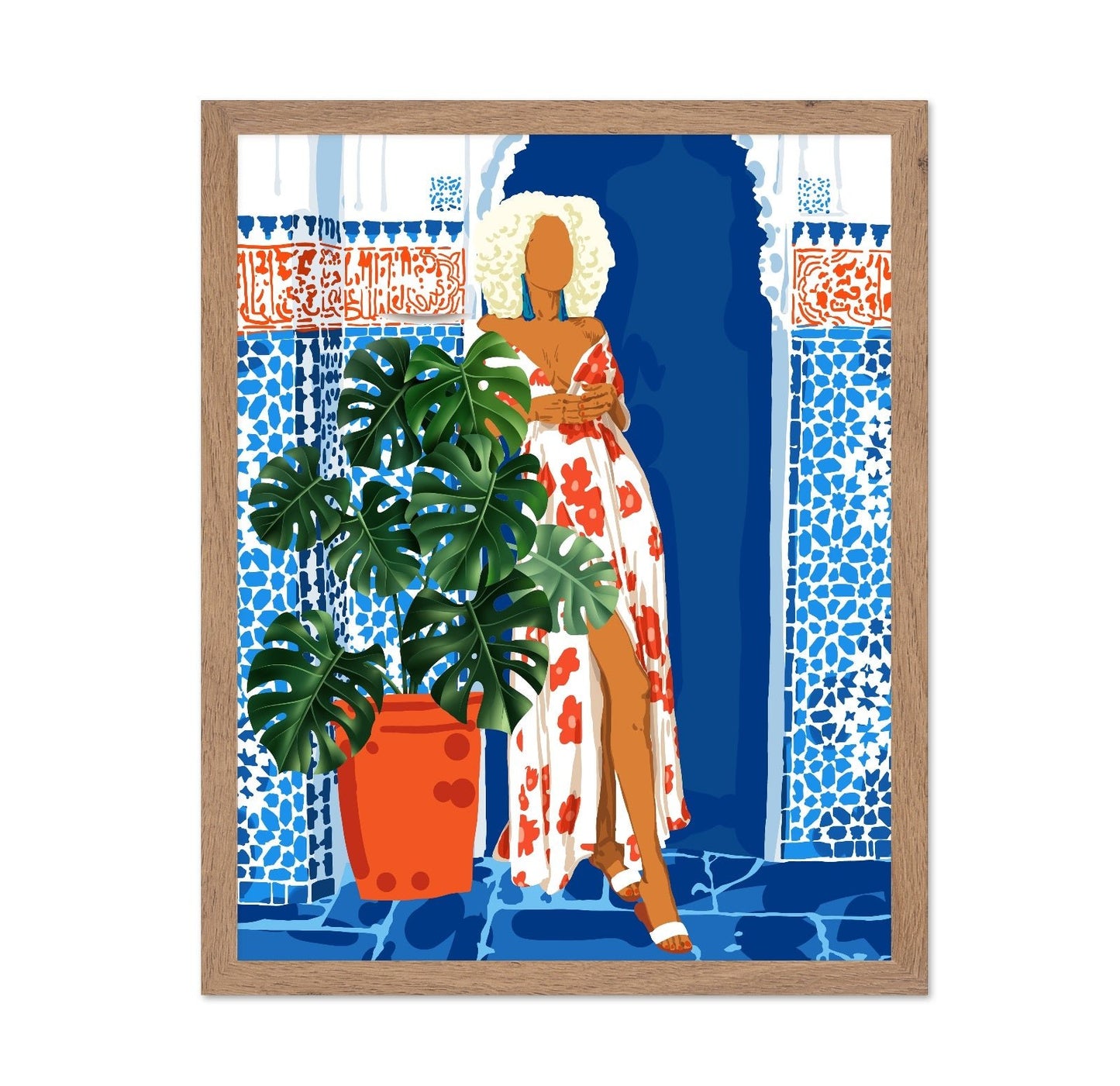 Blue Tile Garden Woman